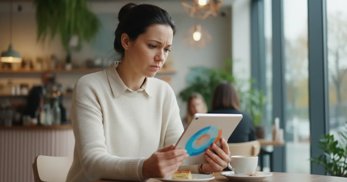 Dueño de un negocio local revisando las reseñas de su establecimiento en una tablet