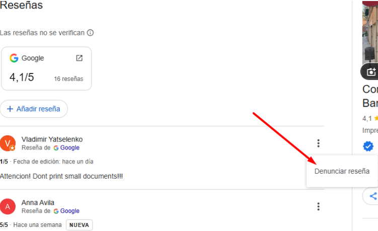 Cómo denunciar una reseña para que Google la revise